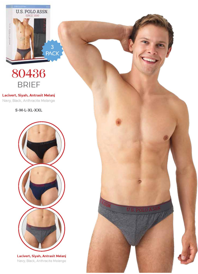Men's Cotton Briefs, 3 Pcs U.S. Polo Assn. 80436