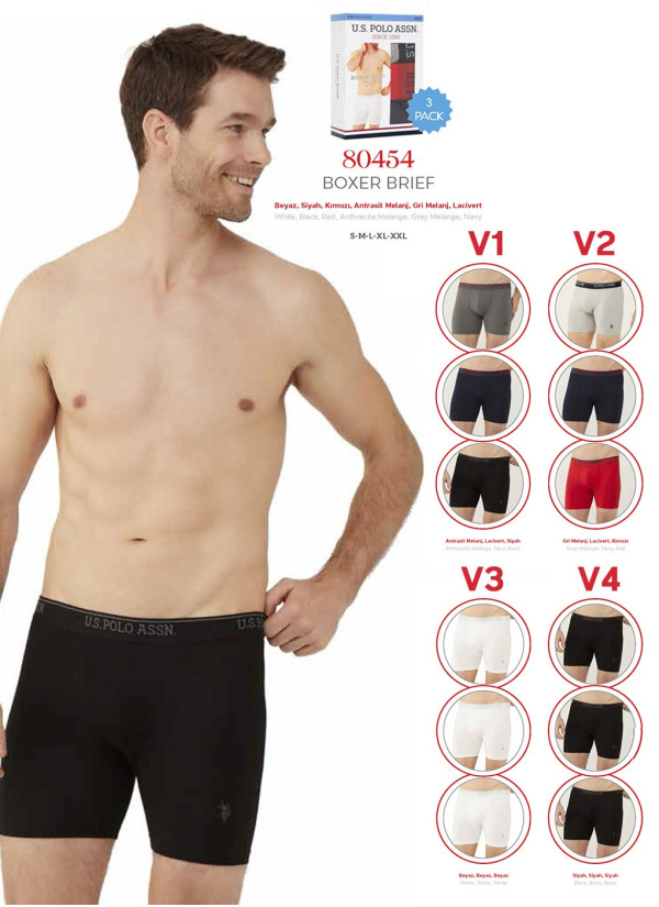 Men's Long-Leg Cotton Boxer Briefs, 3 Pcs U.S. Polo Assn. 80454