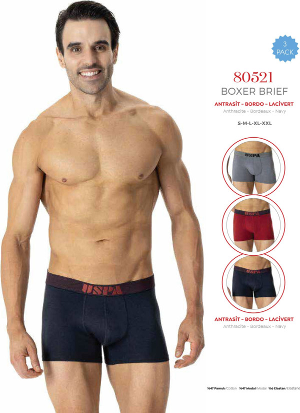 Men's Modal Boxer Briefs, 3 Pcs U.S. Polo Assn. 80521
