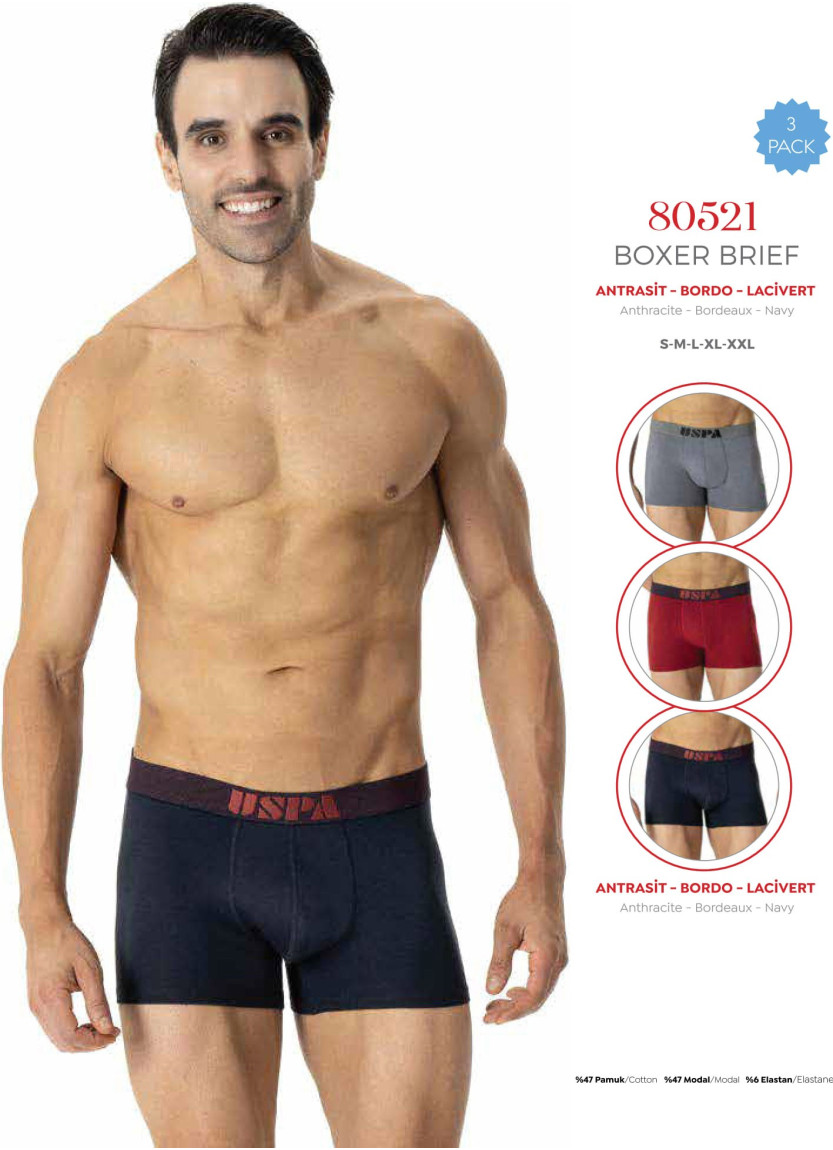Men's Modal Boxer Briefs, 3 Pcs U.S. Polo Assn. 80521