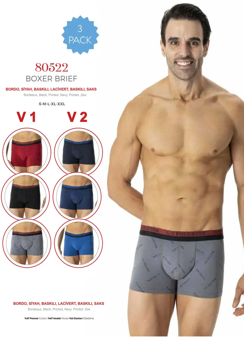 Men's Modal Boxer Briefs, 3 Pcs U.S. Polo Assn. 80522