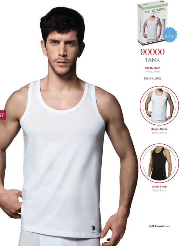 Men's Cotton Tank Tops Plus Size, 2 Pcs U.S. Polo Assn. 90000