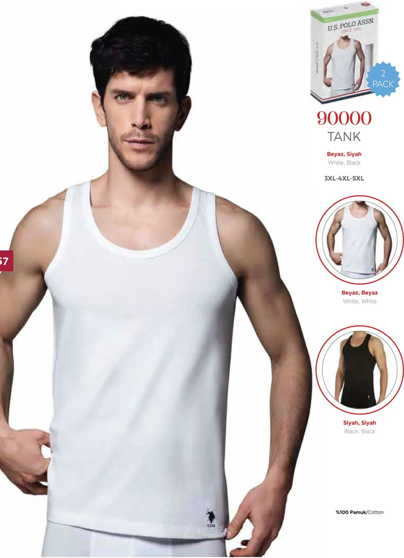 Men's Cotton Tank Tops Plus Size, 2 Pcs U.S. Polo Assn. 90000