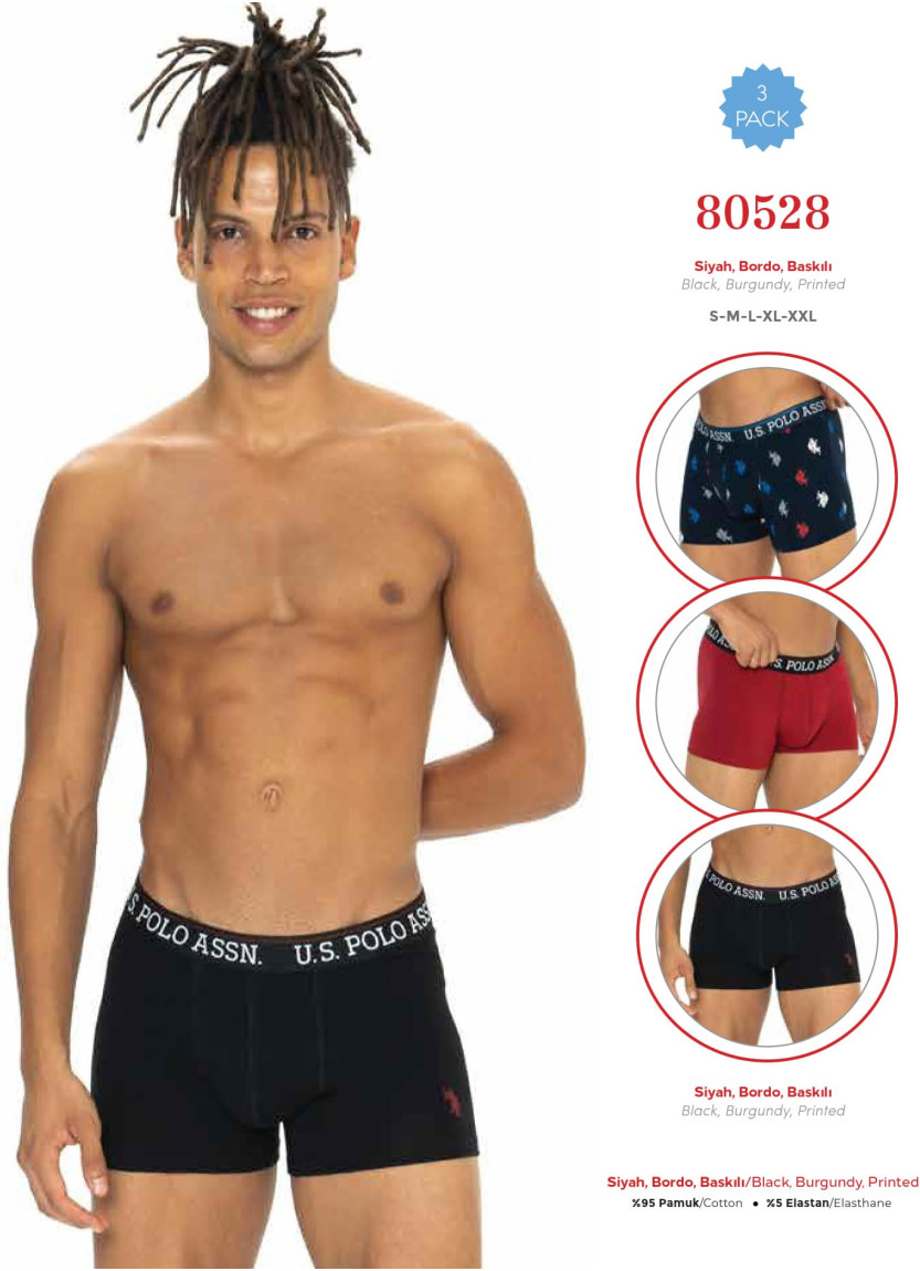 Men's Cotton Boxer Briefs, 3 Pcs U.S. Polo Assn. 80528