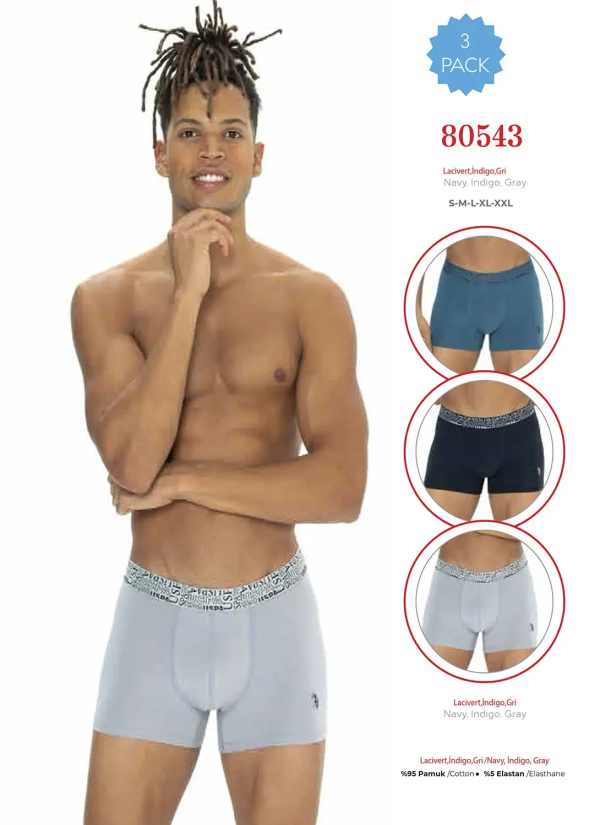 Men's Cotton Boxer Briefs, 3 Pcs U.S. Polo Assn. 80543