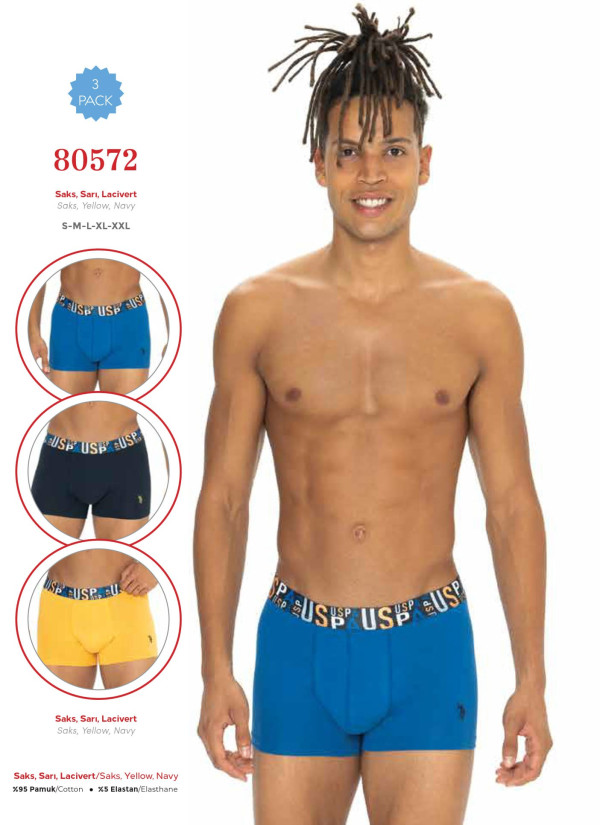 Men's Cotton Boxer Briefs, 3 Pcs U.S. Polo Assn. 80572
