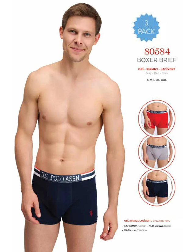 Men's Modal Boxer Briefs, 3 Pcs U.S. Polo Assn. 80584