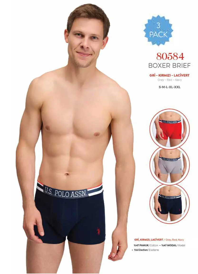 Men's Modal Boxer Briefs, 3 Pcs U.S. Polo Assn. 80584