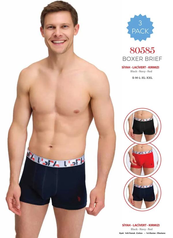 Men's Cotton Boxer Briefs, 3 Pcs U.S. Polo Assn. 80585