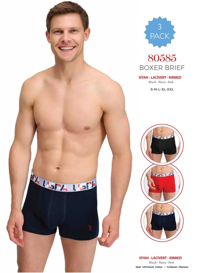 Men's Cotton Boxer Briefs, 3 Pcs U.S. Polo Assn. 80585