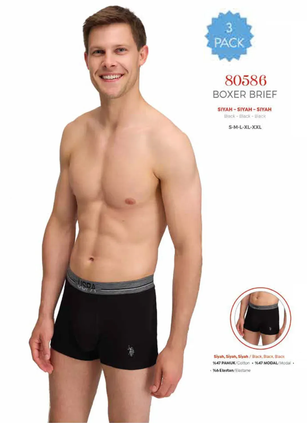 Men's Modal Boxer Briefs, 3 Pcs U.S. Polo Assn. 80586