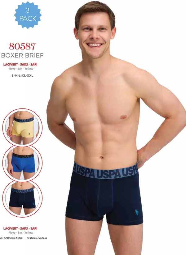 Men's Cotton Boxer Briefs, 3 Pcs U.S. Polo Assn. 80587