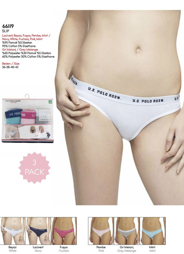Women’s Briefs, 3 Pcs U.S. Polo Assn. 66119 2