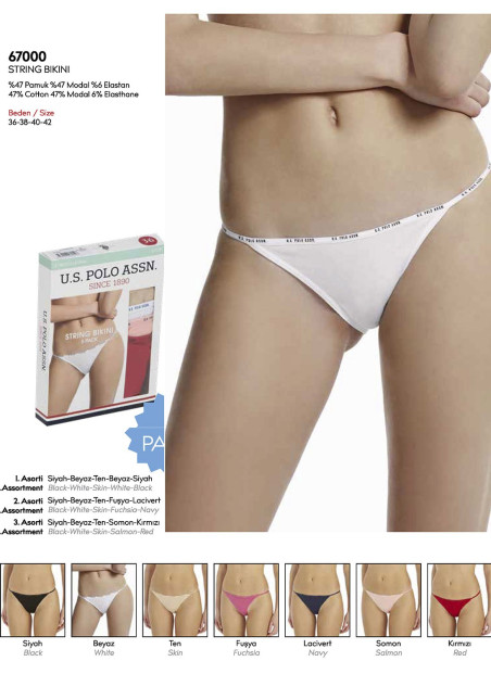 Women’s Tanga Briefs, 5 Pcs U.S. Polo Assn. 67000
