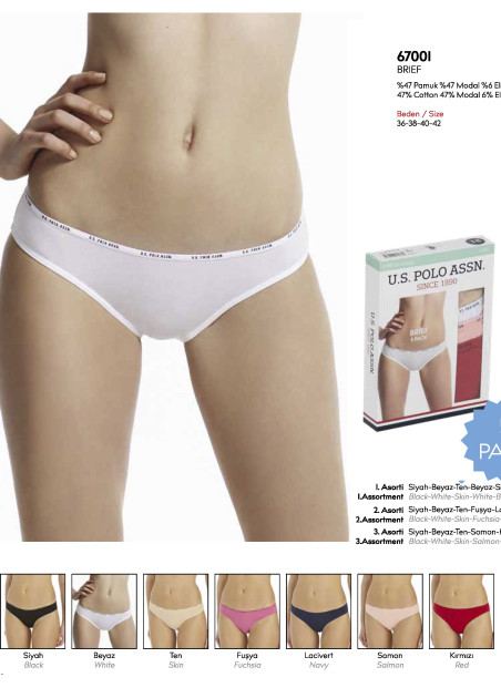 Women’s Low-Rise Briefs, 5 Pcs U.S. Polo Assn. 67001