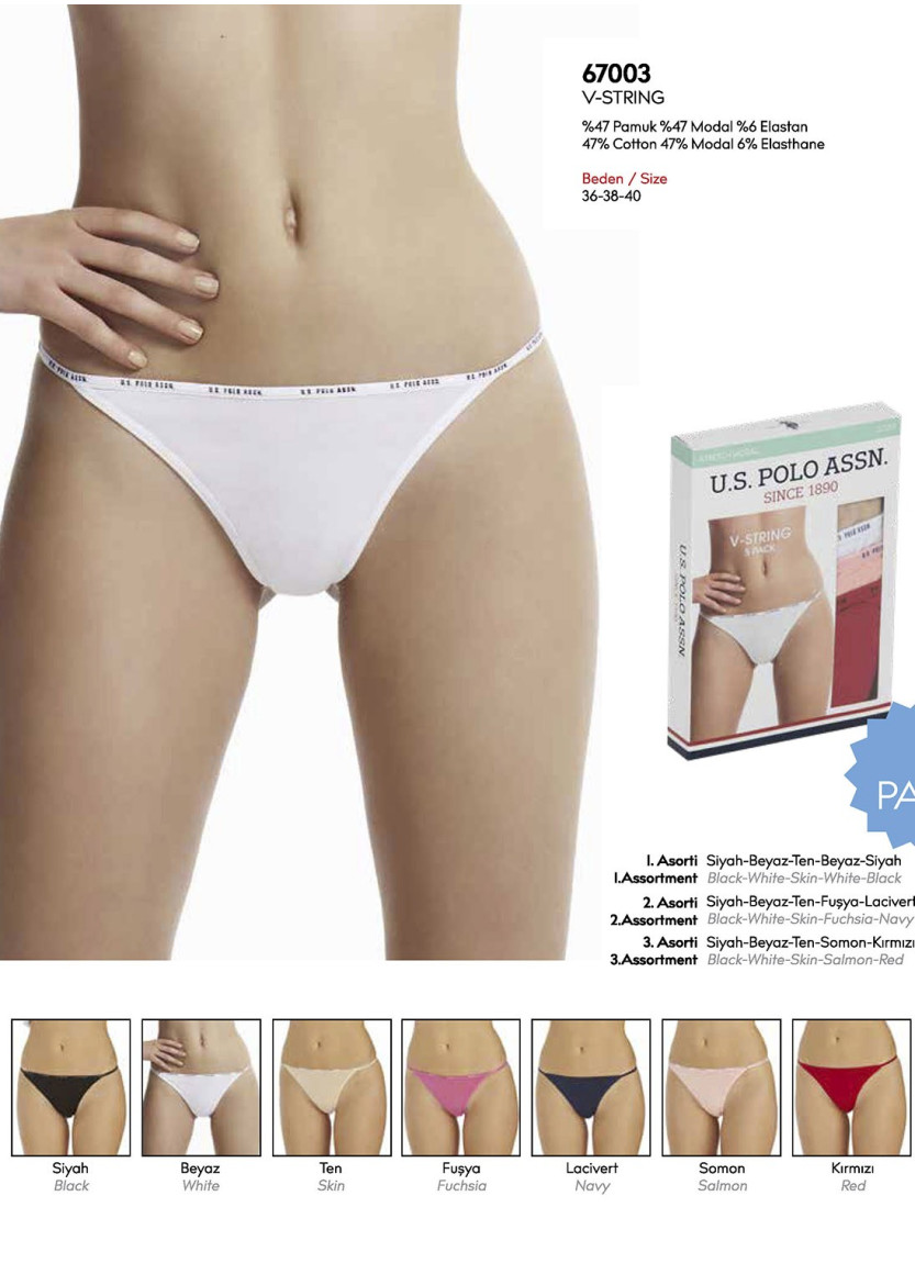 Women’s String Briefs, 5 Pcs U.S. Polo Assn. 67003