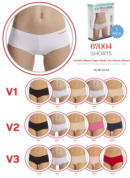 Women’s Elastic-Waist Shorts Briefs, 5 Pcs U.S. Polo Assn. 67004
