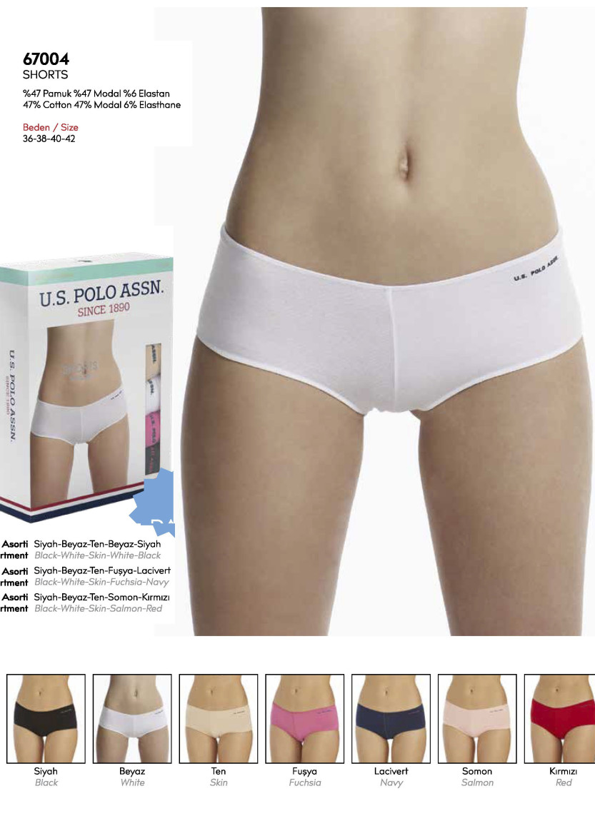 Women’s Elastic-Waist Shorts Briefs, 5 Pcs U.S. Polo Assn. 67004