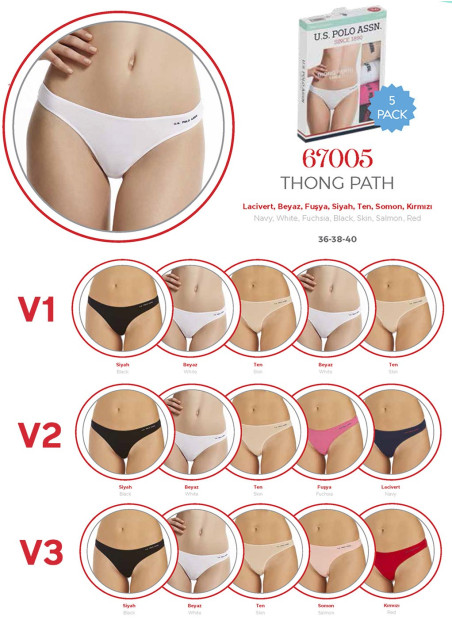 Women’s Elastic-Waist String Briefs, 5 Pcs U.S. Polo Assn. 67005
