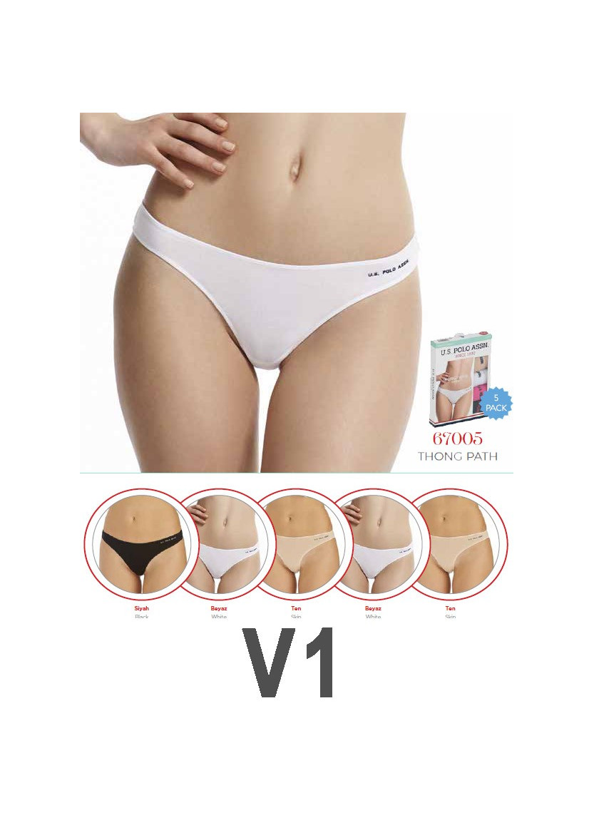 Women’s Elastic-Waist String Briefs, 5 Pcs U.S. Polo Assn. 67005