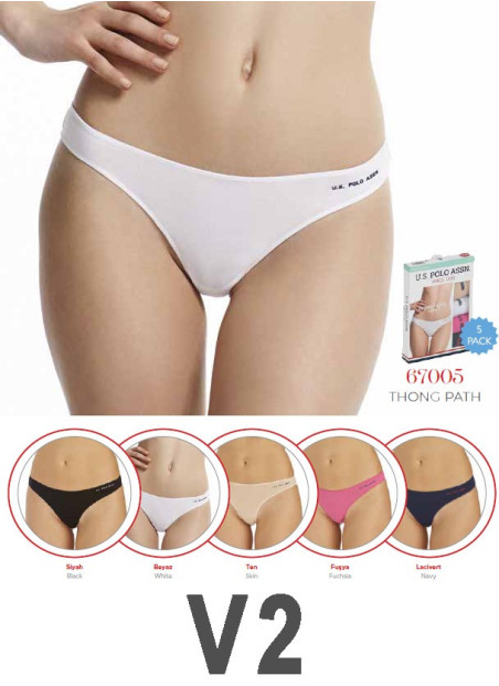 Women’s Elastic-Waist String Briefs, 5 Pcs U.S. Polo Assn. 67005