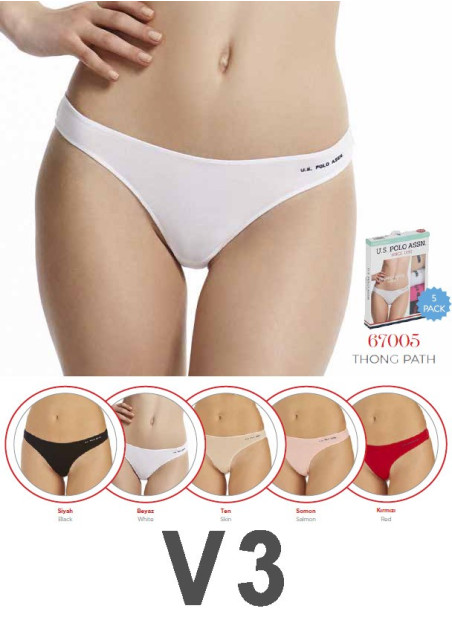 Women’s Elastic-Waist String Briefs, 5 Pcs U.S. Polo Assn. 67005