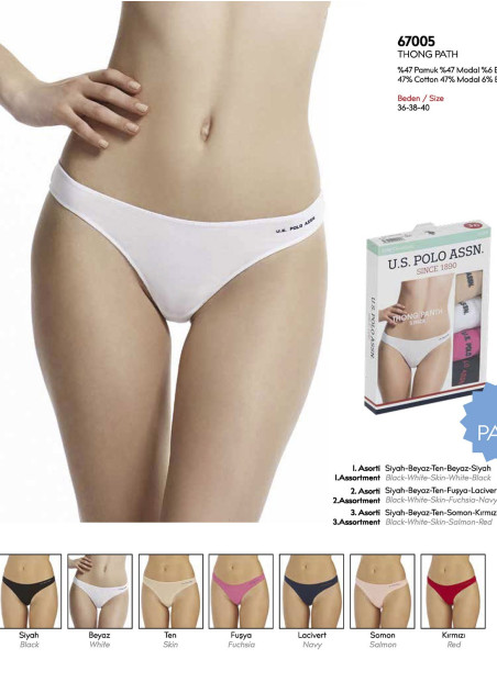 Women’s Elastic-Waist String Briefs, 5 Pcs U.S. Polo Assn. 67005