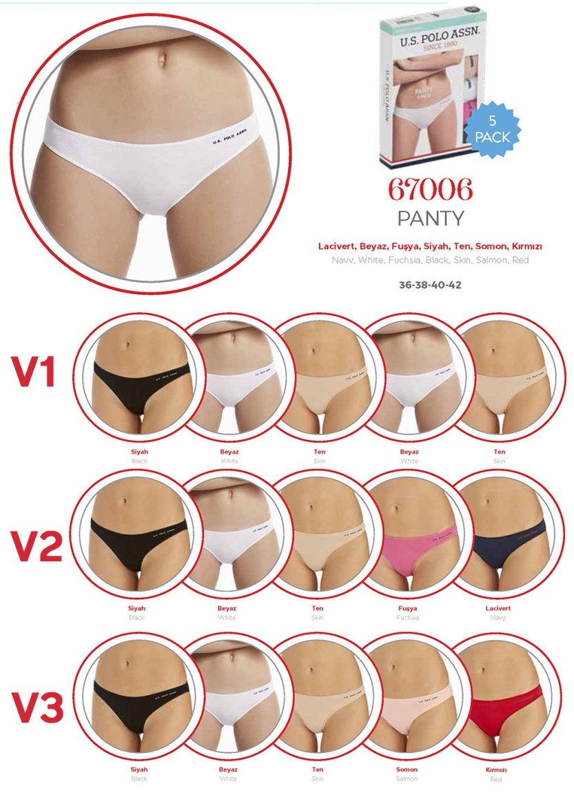 Women’s Elastic-Waist Briefs, 5 Pcs U.S. Polo Assn. 67006