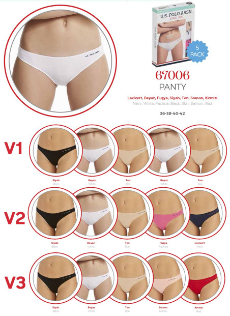 Women’s Elastic-Waist Briefs, 5 Pcs U.S. Polo Assn. 67006