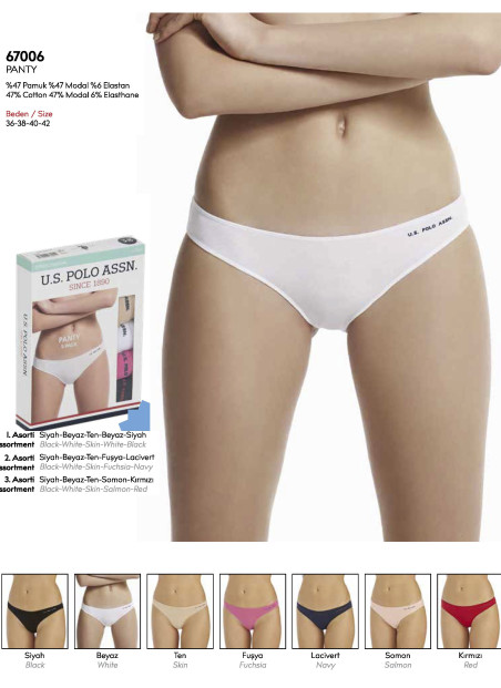 Women’s Elastic-Waist Briefs, 5 Pcs U.S. Polo Assn. 67006