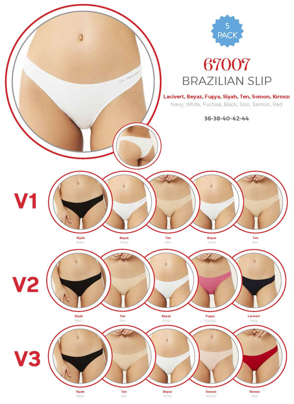 Women’s Brazilian Briefs, 5 Pcs U.S. Polo Assn. 67007