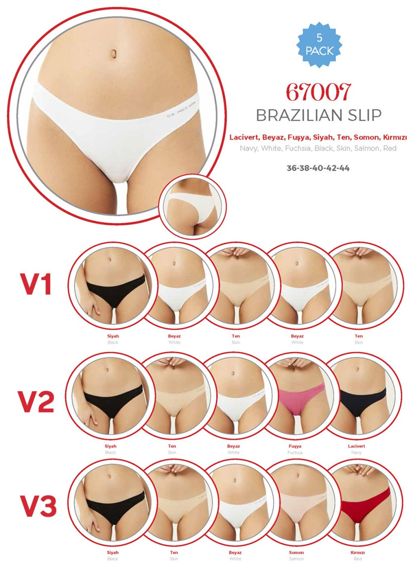 Women’s Brazilian Briefs, 5 Pcs U.S. Polo Assn. 67007
