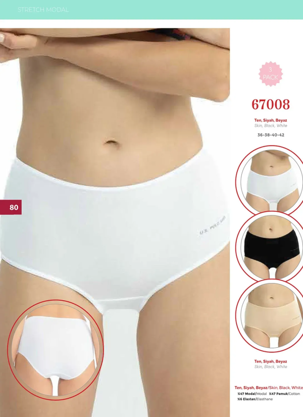 Women’s Shorts Briefs, 3 Pcs U.S. Polo Assn. 67008