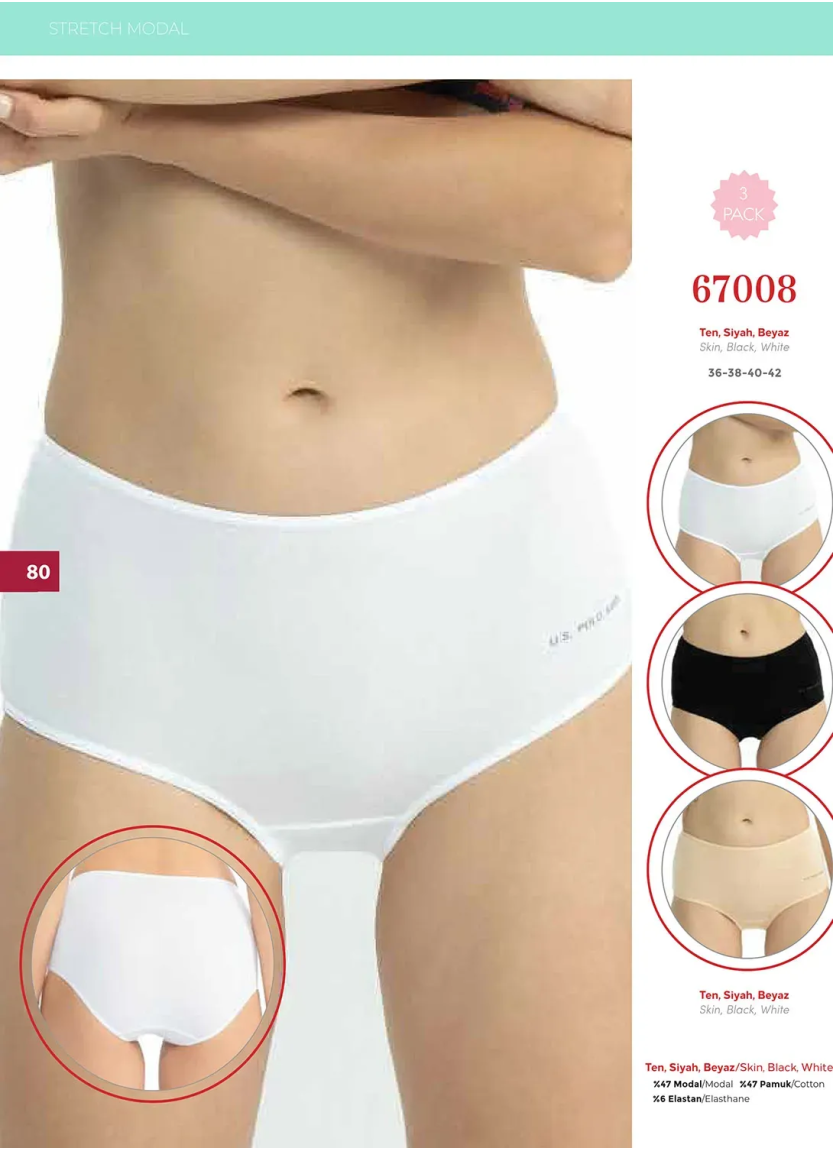 Women’s Shorts Briefs, 3 Pcs U.S. Polo Assn. 67008