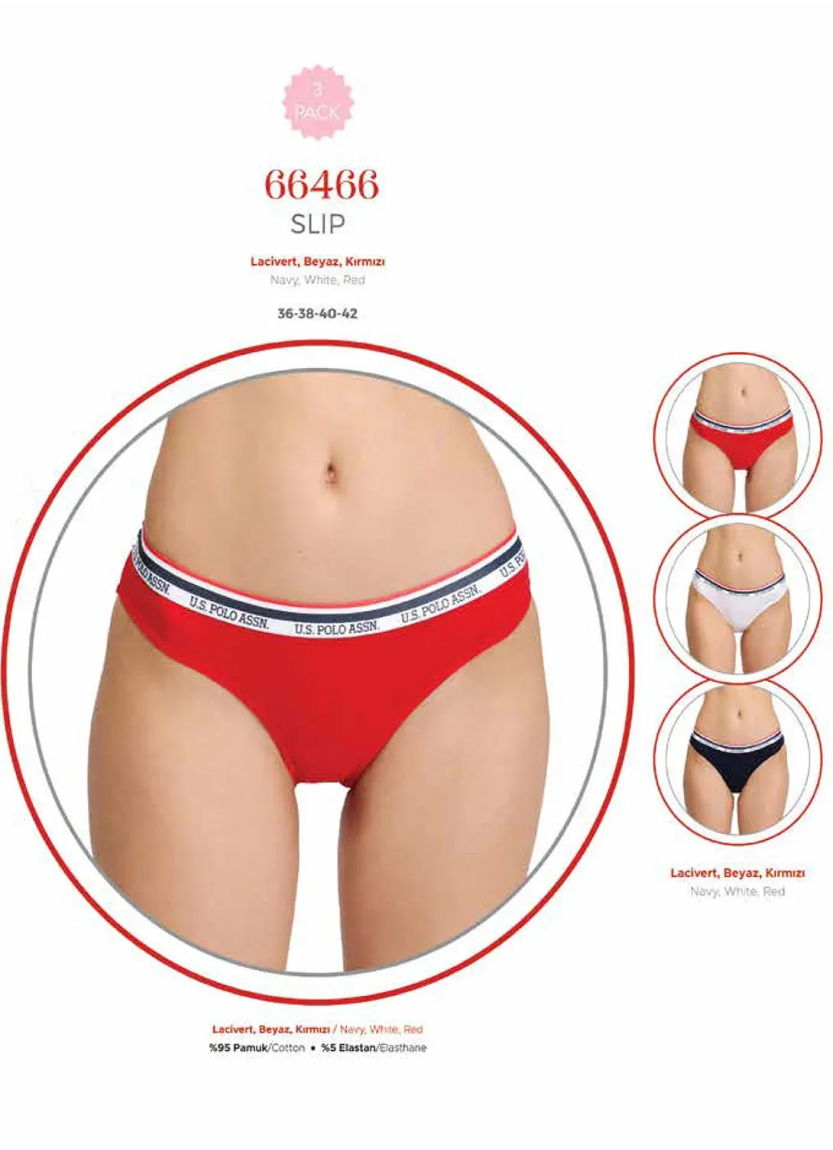 Женские Трусы-Слипы, 3 шт. U.S. Polo Assn. 66466