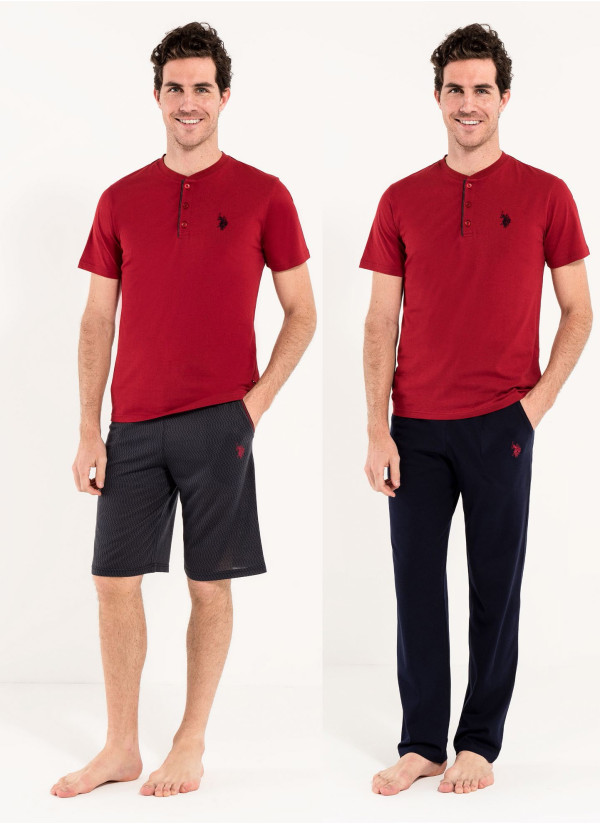 Burgundy Men’s Pajama Set with Shorts U.S. Polo Assn. 12005