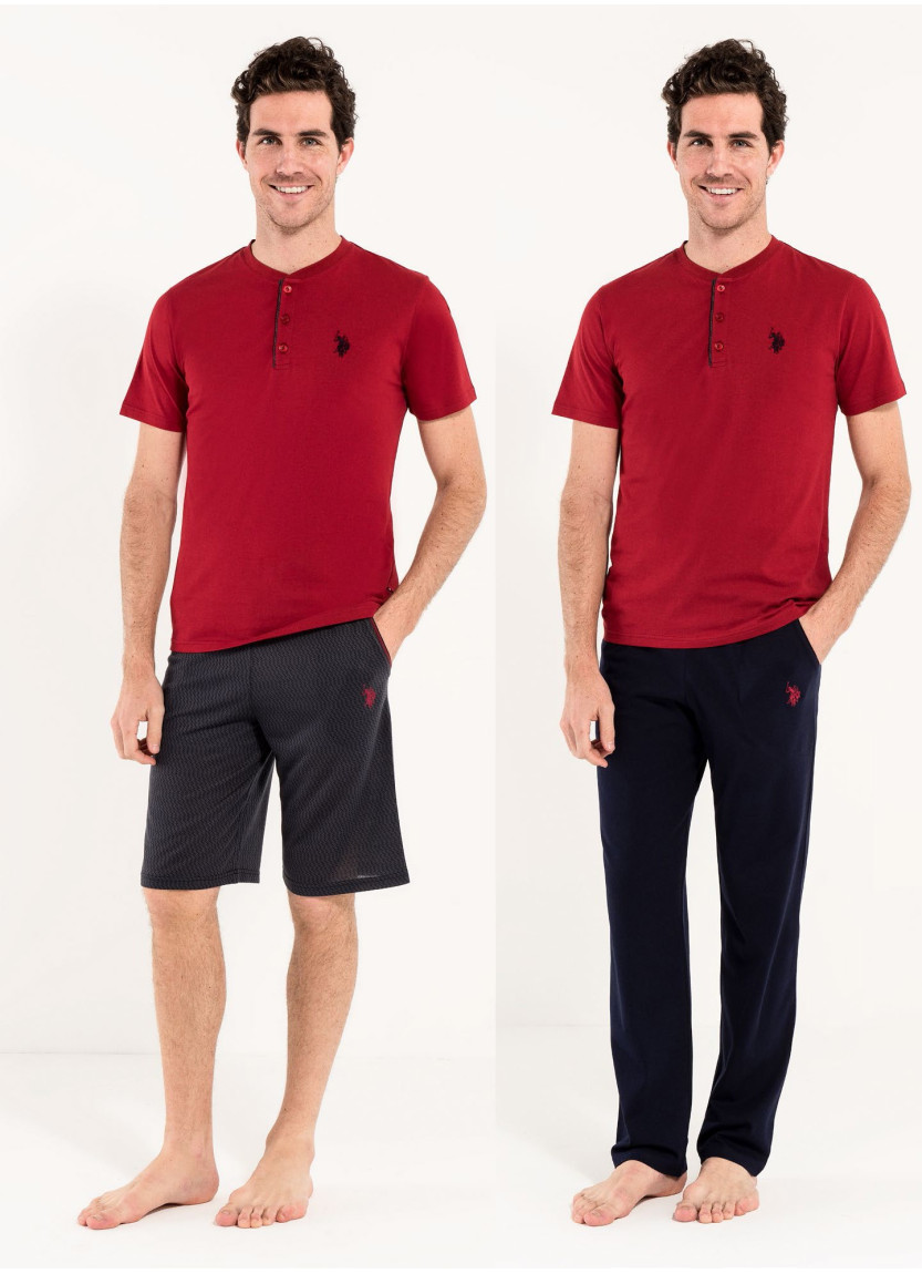 Burgundy Men’s Pajama Set with Shorts U.S. Polo Assn. 12005