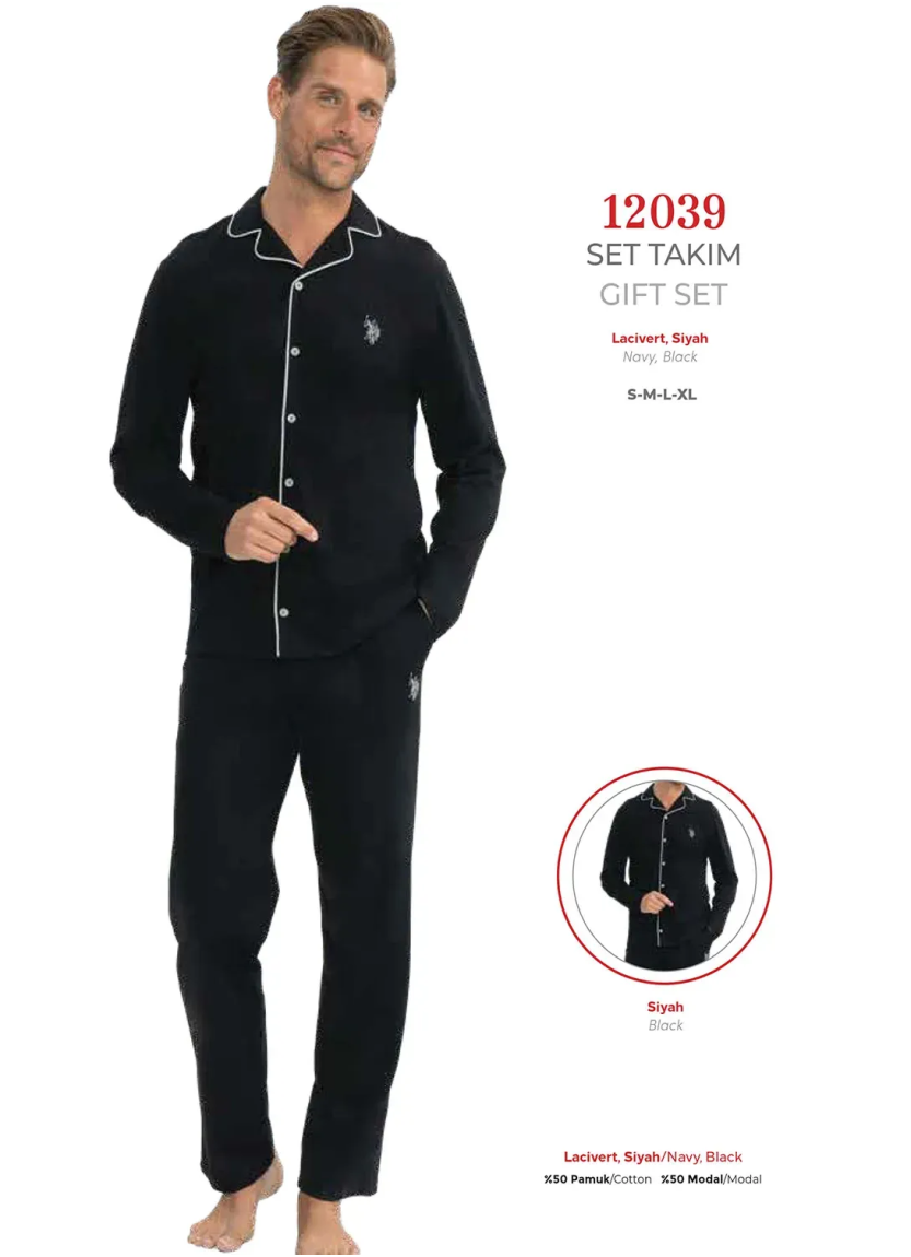 Black Men’s Pajama Set U.S. Polo Assn. 12039