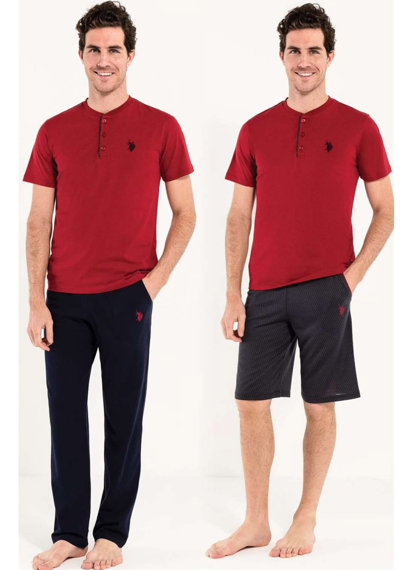 Burgundy Men’s Pajama Set with Shorts U.S. Polo Assn. 12005