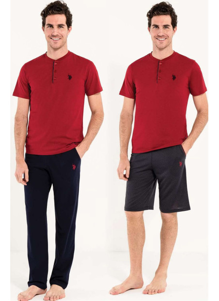 Burgundy Men’s Pajama Set with Shorts U.S. Polo Assn. 12005