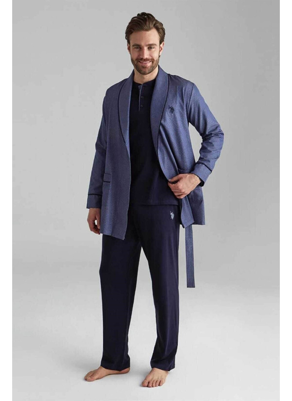 Navy Men’s Homewear Set with Robe U.S. Polo Assn. 12000 2