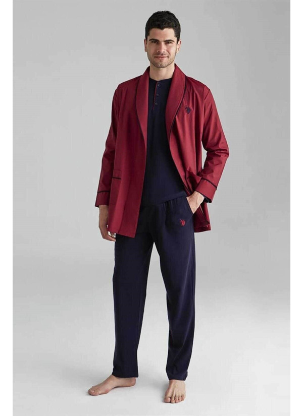 Burgundy Men’s Homewear Set with Robe U.S. Polo Assn. 12000 2