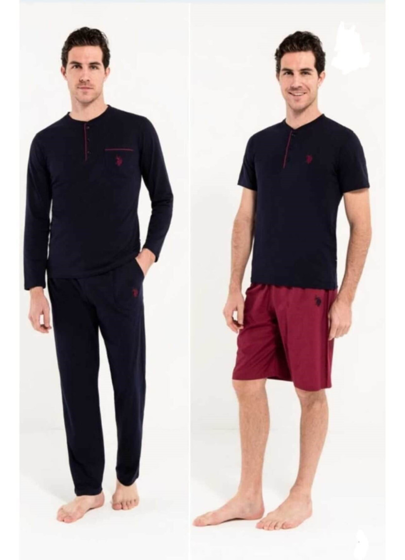 Burgundy Men’s Homewear Set with Robe U.S. Polo Assn. 12000