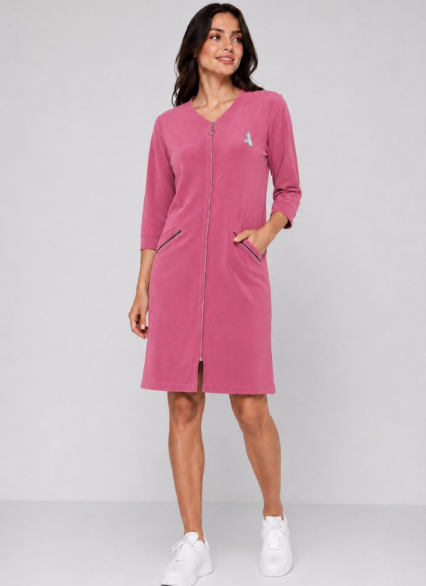 JEN 06101 Pembe Women's Velour Zip-Up Robe (L+XL+2XL+3XL+4XL)