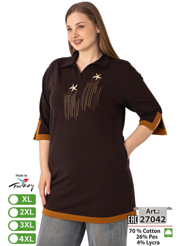 Женская Туника на Пуговицах (XL+2XL+3XL+4XL) intensive 27042