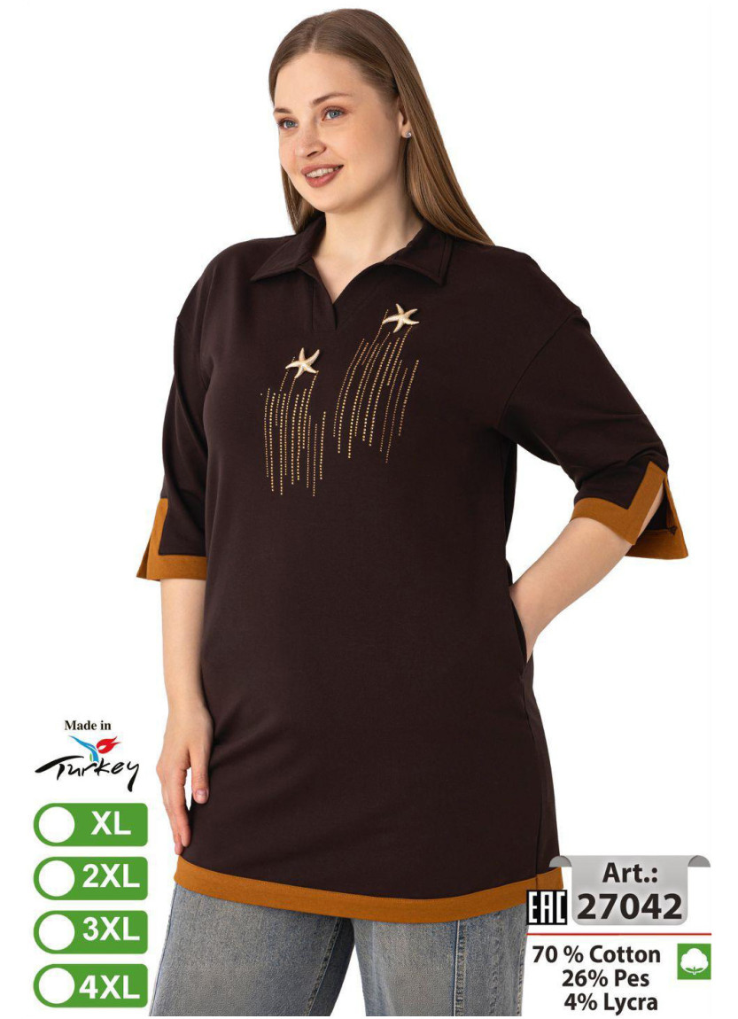 Женская Туника на Пуговицах (XL+2XL+3XL+4XL) intensive 27042