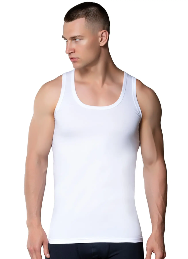 Men's Cotton Tank Top White Gumus 3001 2