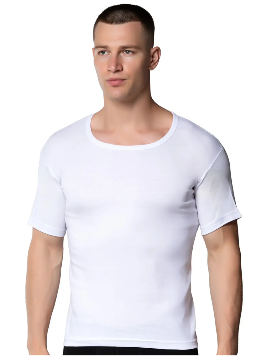 Men's Ribbed Crew-Neck Tank Top White (12 pcs/pack) Gumus 3004