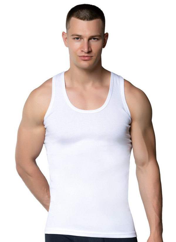 Men's Cotton Tank Top White (Individual Packaging) Gumus 4001