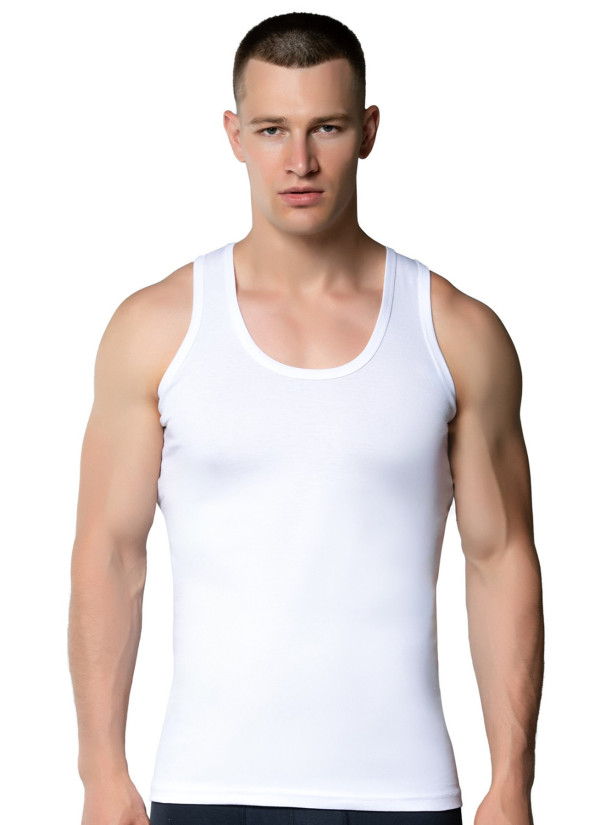 Men's Cotton Tank Top White (Individual Packaging) Gumus 4001 2